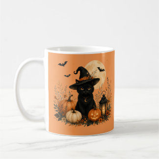 Süßer schwarzer Katzen-Kürbis Halloween Kaffeetasse