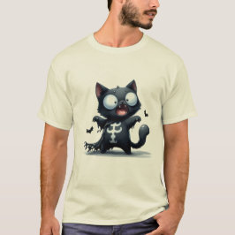 Süßer schwarzer Katzen-Vampir-Fledermaus-Halloween T-Shirt