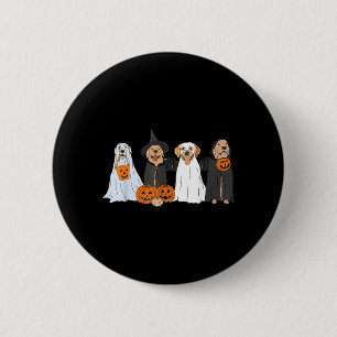 Süßer schwarzer Labrador-Hund Halloween-Geisterhun Button