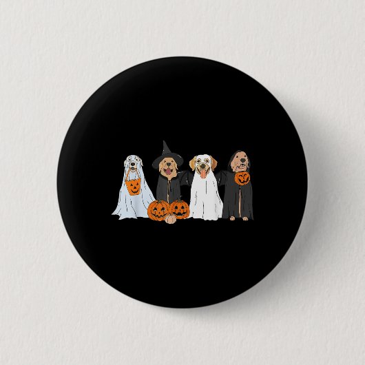 Süßer schwarzer Labrador-Hund Halloween-Geisterhun Button (Vorderseite)