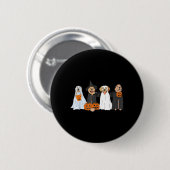 Süßer schwarzer Labrador-Hund Halloween-Geisterhun Button (Vorne & Hinten)