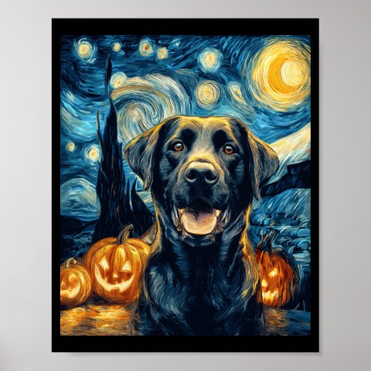 Süßer schwarzer Labrador-Hund Halloween Jack O Lan Poster (Vorne)