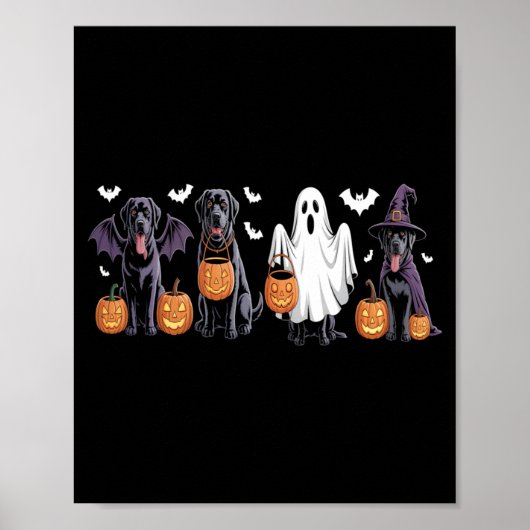 Süßer schwarzer Labrador-Hund Halloween-Kürbis Lab Poster (Vorne)
