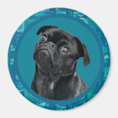 Süßer schwarzer Mops-Gesicht-Charm | Einzigartiges Magnet (Vorne)