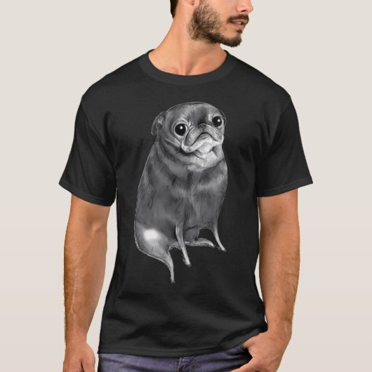 Süßer schwarzer Mops T-Shirt (Vorderseite)