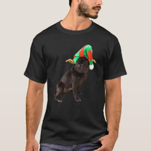 Süßer schwarzer Pug-Welpe-Elfenhut-Ohren-Bild Weih T-Shirt