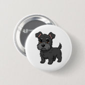 Süßer schwarzer schottischer Terrier-Hund Button (Vorne & Hinten)