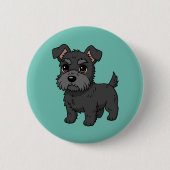 Süßer schwarzer schottischer Terrier-Hund Grün Button (Vorderseite)