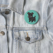 Süßer schwarzer schottischer Terrier-Hund Grün Button (Beispiel)