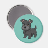 Süßer schwarzer schottischer Terrier-Hund Grün Magnet (Vorderseite/Rückseite)