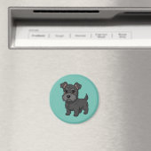 Süßer schwarzer schottischer Terrier-Hund Grün Magnet (In Situ (Geschirrspüler))