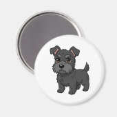Süßer schwarzer schottischer Terrier-Hund Magnet (Vorderseite/Rückseite)