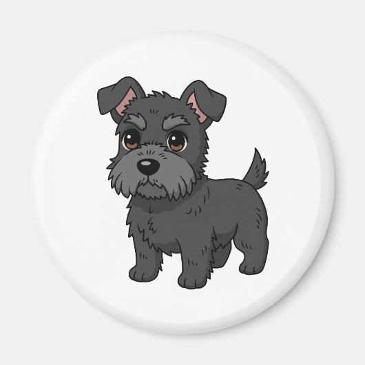 Süßer schwarzer schottischer Terrier-Hund Magnet (Vorne)