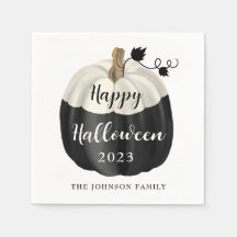 Süßer schwarzer und weißer Kürbis Frohes Halloween
