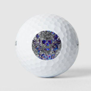 Süßer schwarzer weißer bunter Neon-Totenkopf Golfball