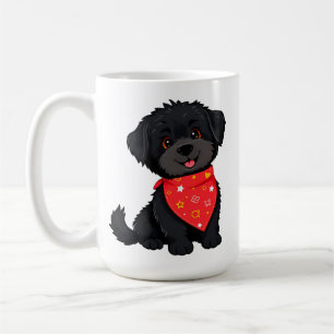 Süßer schwarzer Welpe mit rotem Bandana Kaffeetasse