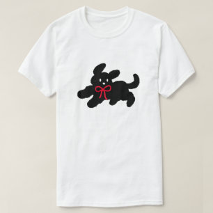 Süßer schwarzer Welpe mit roter Schleife Coquette- T-Shirt