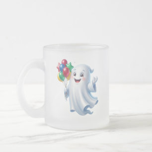 Süßer schwebender Geist mit Ballons Halloween Mattglastasse