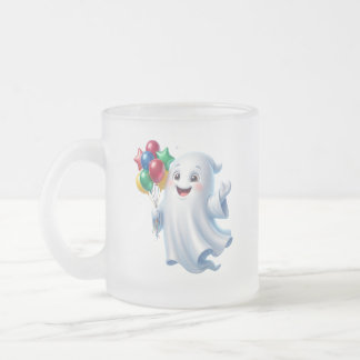 Süßer schwebender Geist mit Ballons Halloween Mattglastasse
