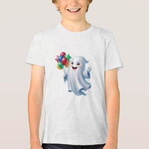Süßer schwebender Geist mit Ballons Halloween Tri-Blend Shirt