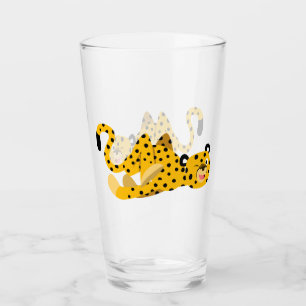 Süßer, schwungvoller Cartoon Gepard Glas