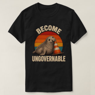 Süßer Seehund-Verkehrskegel-Sonnenuntergang wird u T-Shirt