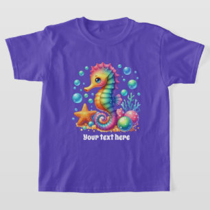 Süßer Seepferdchen Text hinzufügen Mädchen T-Shirt