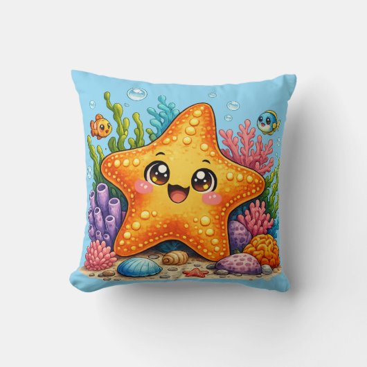 Süßer Seestern Kawaii Kissen (Vorderseite)