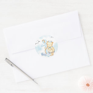 Süßer Segler-Bär Baby Shower klassischer runder Au Aufkleber