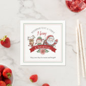 Süßer sehr fröhlicher Weihnachtsmann und Helfer Serviette (Beispiel)