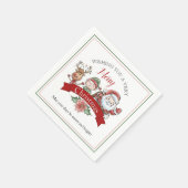 Süßer sehr fröhlicher Weihnachtsmann und Helfer Serviette (Ecke)