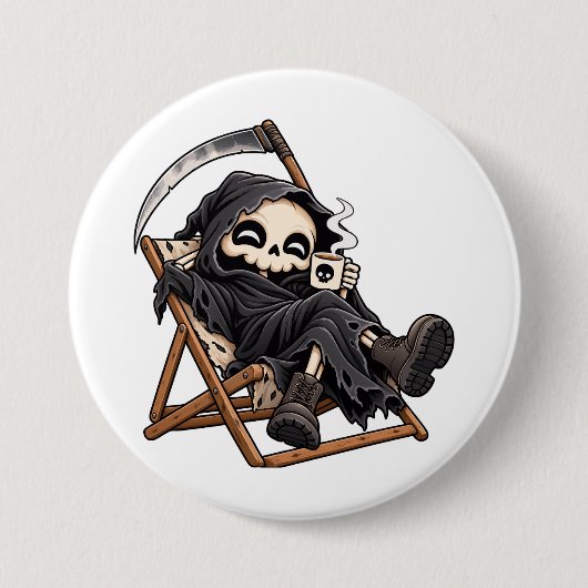 Süßer Sensenmann mit dunklem Humor Button (Vorderseite)