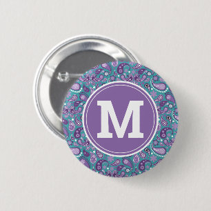 Süßer Shabby Chic Lila und Blau Paisley Button