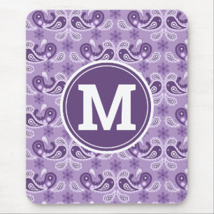 Süßer Shabby-Chic-Lila-weiß-Paisley-Monogramm Mousepad