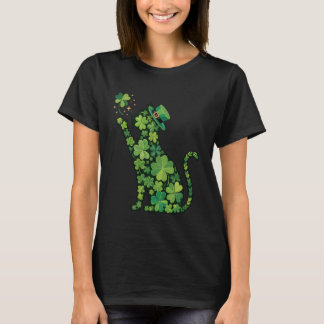 Süßer Shamrock-Katz St. Patricks Tag für Frauen Mä T-Shirt