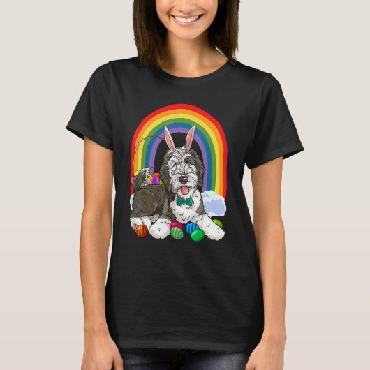 Süßer Sheepadoodle Frohe Ostern Eier Hase Hund Kin T-Shirt (Vorderseite)