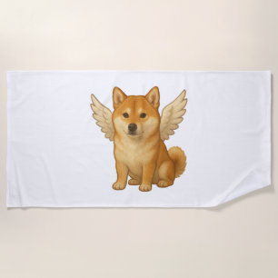 Süßer Shiba Inu Engel Cartoon glücklicher Hund Strandtuch