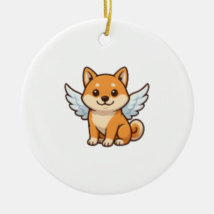 Süßer Shiba Inu Engel Cartoon Hund Glück Keramik Ornament