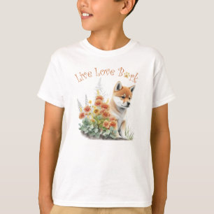 Süßer Shiba Inu Hund Blumen T-Shirt
