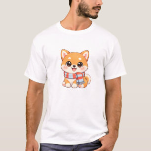 Süßer Shiba Inu im Schal T-Shirt Winter Kawaii