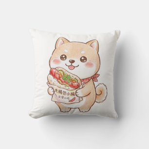 Süßer Shiba Inu mit Taiwan-Wurst-Wrap Kawaii N Kissen