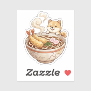Süßer Shiba Inu Ramen - Kawaii Hund mit Nudeln Aufkleber