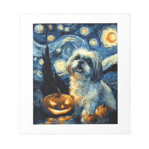 Süßer Shih Tzu Hund Halloween Jack O Lantern Kürbi Notizblock