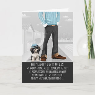 Süßer Shih Tzu Hund und Papa Lustiger Vatertag Feiertagskarte