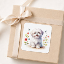 Süßer Shih Tzu Welpe Floral Aquarell
