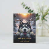 Süßer Siberian Husky Gute Besserung  Postkarte (Stehend Vorderseite)