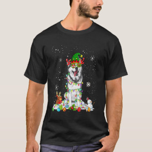 Süßer Sibirischer Husky Hund Elfenhut Weihnachtsli T-Shirt