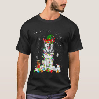 Süßer Sibirischer Husky Hund Elfenhut Weihnachtsli T-Shirt