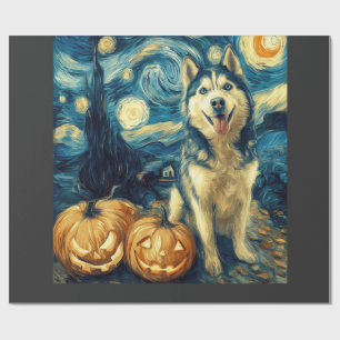 Süßer sibirischer Husky-Hund Halloween Jack O Lant Geschenkpapier