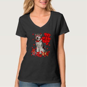 Süßer sibirischer Husky-Hund Herz Valentinstag Hun T-Shirt